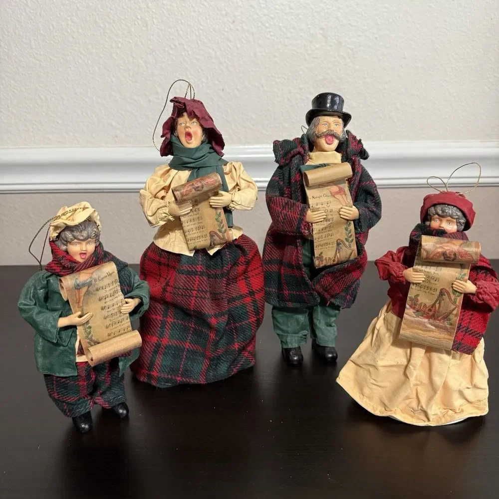 Vintage‎ SANTA'S WORLD Kurt Adler CAROLER FAMILY Paper Mache Dolls Christmas